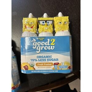 NEW 3 Good 2 Grow Organic Juice Bottles Fruit Fusion SpongeBob SquarePants